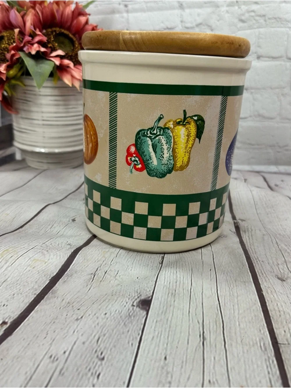 vtg 90s Himark vegetable medley large Canister cottage country farmhouse retro
